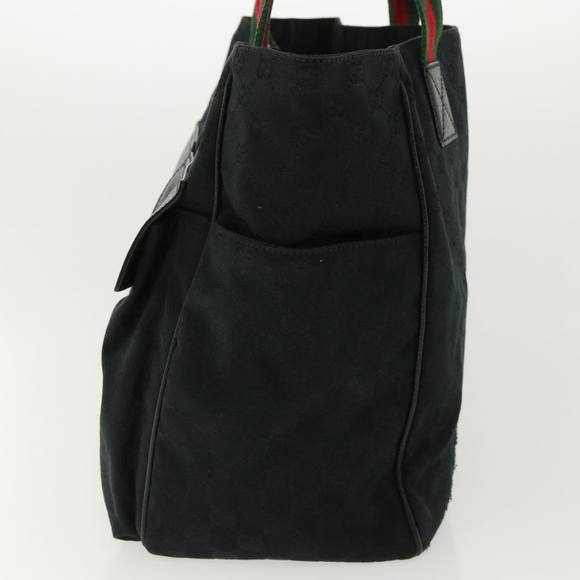 GUCCI GG Canvas Web Sherry Line Hand Bag Black Red Green 161836 Auth 36566 - Picture 3 of 16